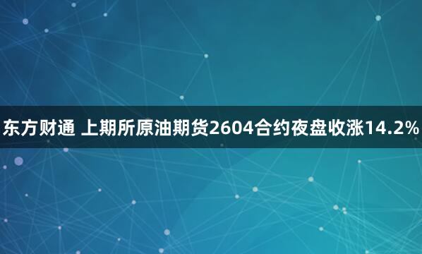 东方财通 上期所原油期货2604合约夜盘收涨14.2%